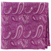 Michelsons of London Twill Paisley Silk Pocket Square - Magenta Pink