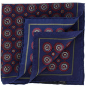 Michelsons of London Vintage Medallion Silk Pocket Square - Navy