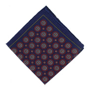 Michelsons of London Vintage Medallion Silk Pocket Square - Navy