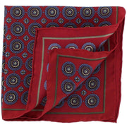 Michelsons of London Vintage Medallion Silk Pocket Square - Red