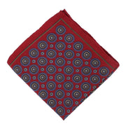 Michelsons of London Vintage Medallion Silk Pocket Square - Red