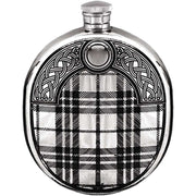 Orton West 6oz Round Tartan and Celtic Hip Flask - Silver