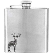 Orton West 6oz Stainless Steel Stag Hip Flask - Silver