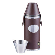 Orton West 8oz 4 Cup Hunting Flask - Brown