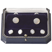 Orton West Mother of Pearl Cufflinks and Shirt Stud Set - Silver/White