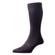 Pantherella Asberley Rib Silk Socks - Black