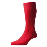 Pantherella Danvers Rib Cotton Lisle Socks - Scarlet