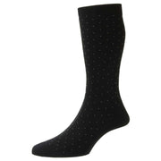 Pantherella Gadsbury Cotton Fil D'Ecosse Pin Dot Socks - Black