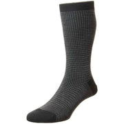 Pantherella Highbury Merino Wool Houndstooth Socks - Black