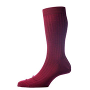 Pantherella Laburnum Rib Merino Wool Socks - Wine