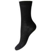 Pantherella Poppy Flat Knit Egyptian Cotton Ankle Socks - Black