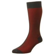 Pantherella Santos Cotton Fil D'Ecosse Socks - Black Scarlet