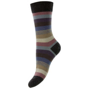 Pantherella Suzannah Multi Stripe Merino Wool Socks - Dark Grey Mix