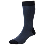 Pantherella Tewkesbury Birdseye Cotton Lisle Socks - Navy