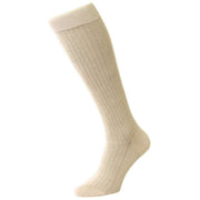 Pantherella Vale Cotton Lisle Over the Calf Socks - Light Khaki
