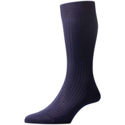 Pantherella Vale Rib Cotton Lisle Socks - Navy
