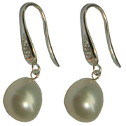 Pearl Aurora Teardrop Crystal Pearl Drop Earrings - White/Silver