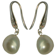 Pearl Aurora Teardrop Crystal Pearl Drop Earrings - White/Silver