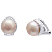 Pearls of the Orient Button Freshwater Pearl Clip On Earrings - Pink/Silver