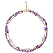 Pearls of the Orient Clara Amethyst Fine Double Chain Bracelet - Purple
