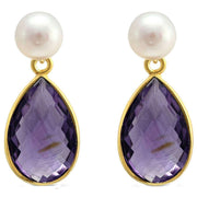 Pearls of the Orient Clara Freshwater Pearl Amethyst Drop Earrings - Purple
