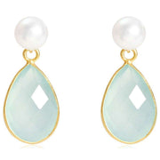 Pearls of the Orient Clara Freshwater Pearl Chalcedony Drop Earrings - Aqua