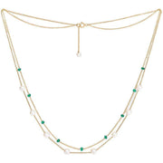Pearls of the Orient Credo Emerald Fine Double Strand Necklace - Green/Gold