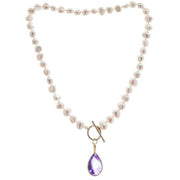 Pearls of the Orient Irregular Freshwater Pearl Amethyst Drop Necklace - Purple/White