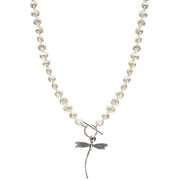 Pearls of the Orient Vita Freshwater Pearl Dragonfly Necklace - White/Silver