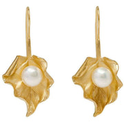 Pearls of the Orient Vita Freshwater Pearl Leaf Drop Earrings - Gold