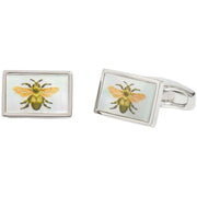 Simon Carter Botanicals Bee Cufflinks - Silver/Yellow