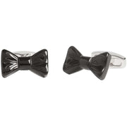 Simon Carter Bow Tie Cufflinks - Black/Silver