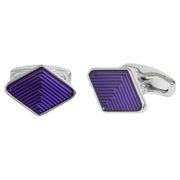 Simon Carter Diamond Guilloche Enamel Weave Cufflinks - Purple