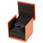 Simon Carter Diamond Guilloche Enamel Weave Cufflinks - Purple