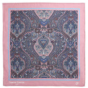 Simon Carter Framed Paisely Silk Pocket Square - Pink