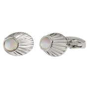 Simon Carter Mother of Pearl Finial Cufflinks - Silver/White