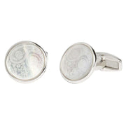 Simon Carter Mother of Pearl Paisley Cufflinks - Silver/White