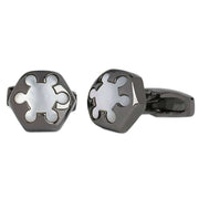 Simon Carter Radial Mother of Pearl Cufflinks - Grey/White