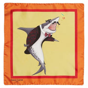 Simon Carter Under the Sea Shark Pocket Square - Orange