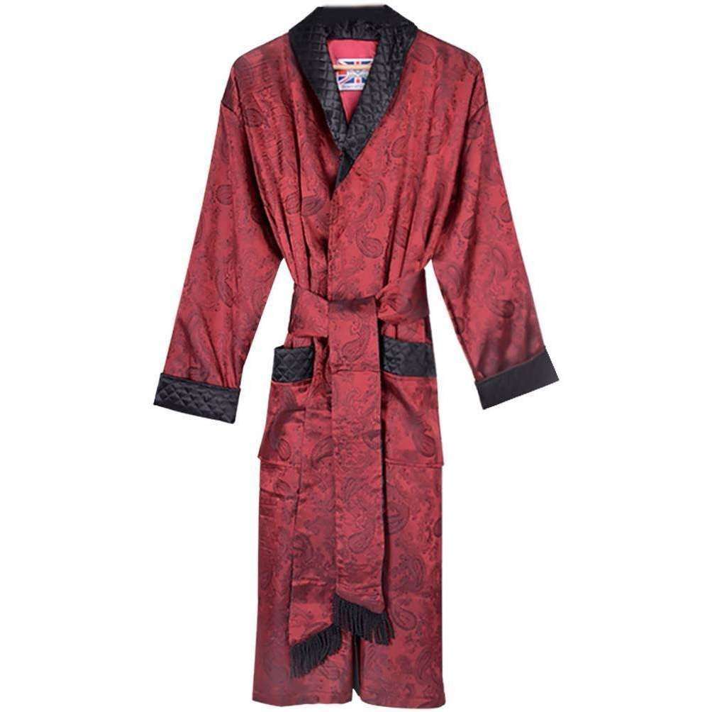 designer mens dressing gown sale Men's Dressing Gown Smoking Jacket Robe Silver Gray Baroque Vines Black Quilted