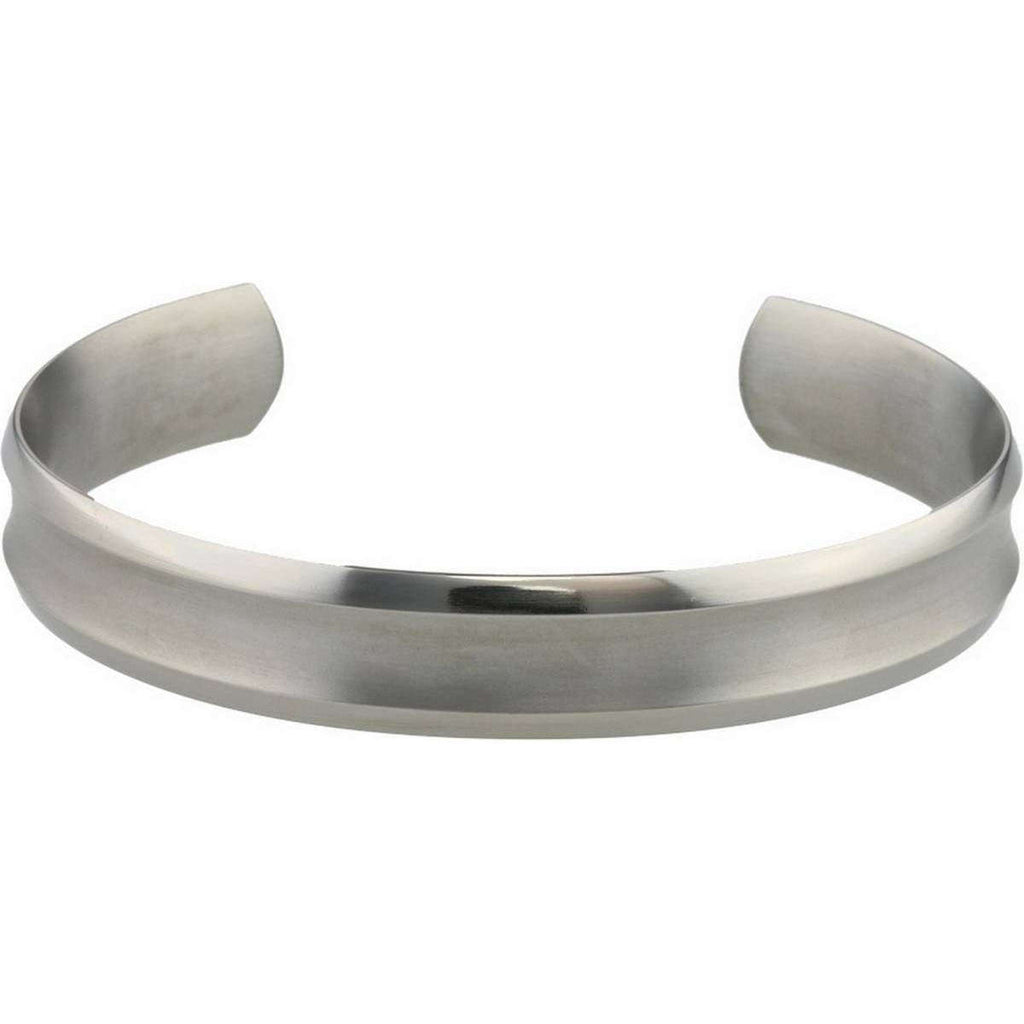 Ti2 Titanium Mens Matte Silver 12mm Wide Concave Bangle