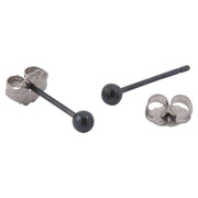 Ti2 Titanium 3mm Round Bead Stud Earrings - Black