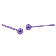 Ti2 Titanium 3mm Round Bead Stud Earrings - Imperial Purple