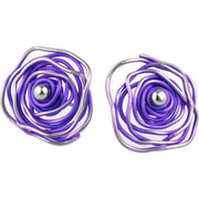 Ti2 Titanium Circular Chaos Stud Earrings - Imperial Purple