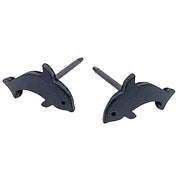 Ti2 Titanium Dolphin Stud Earrings - Black