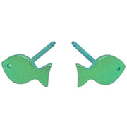 Ti2 Titanium Fish 7mm Stud Earrings - Fresh Green
