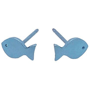 Ti2 Titanium Fish 7mm Stud Earrings - Light Blue