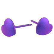 Ti2 Titanium Geometric Heart Stud Earrings - Imperial Purple