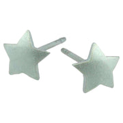 Ti2 Titanium Geometric Star Stud Earrings - Aqua Blue