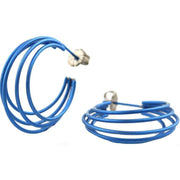 Ti2 Titanium Large Wire Hoop Earrings - Blue